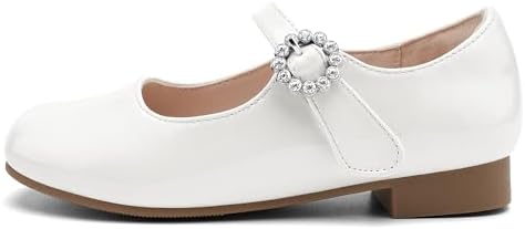 Stelle Girls Dress Shoes White Mary Jane Ballet Flats Flower School Shoes For Wedding Party Toddler/Little/Big Kid