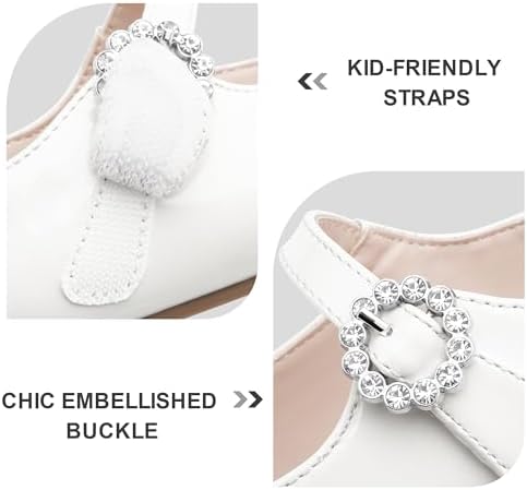 Stelle Girls Dress Shoes White Mary Jane Ballet Flats Flower School Shoes For Wedding Party Toddler/Little/Big Kid