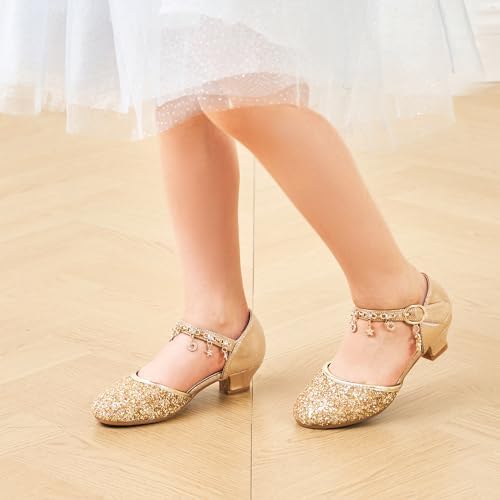 Stelle Girls High Heels Sequins Dress Sandals Princess Dress Shoes Flower Wedding Party Shoes