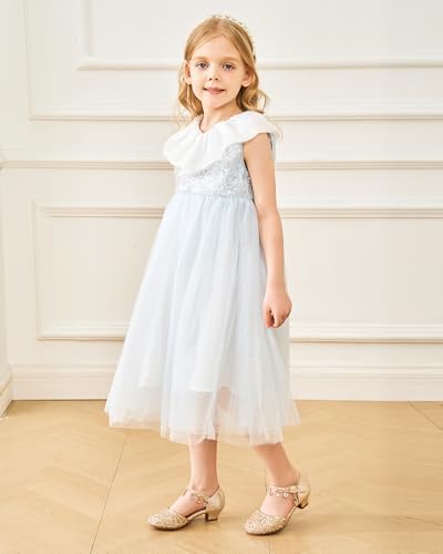 Stelle Girls High Heels Sequins Dress Sandals Princess Dress Shoes Flower Wedding Party Shoes