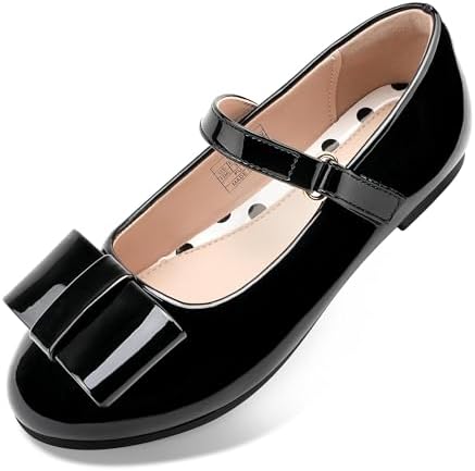 Stelle Girls Mary Jane Dress Shoes Ballerina Flat with Bow for Toddler/Little/Big Kids