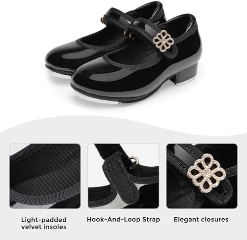 Stelle Girls Tap Shoes Boys Buckle PU Leather Dance Shoes(Toddler/Little Kid/Big Kid)