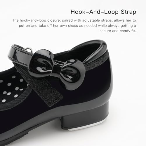 Stelle Girls Tap Shoes Toddler Dance Shoes PU Leather Easy Strap(Toddler/Little Kid/Big Kid)