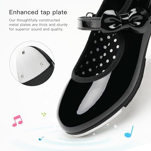Stelle Girls Tap Shoes Toddler Dance Shoes PU Leather Easy Strap(Toddler/Little Kid/Big Kid)