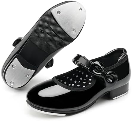 Stelle Girls Tap Shoes Toddler Dance Shoes PU Leather Easy Strap(Toddler/Little Kid/Big Kid)