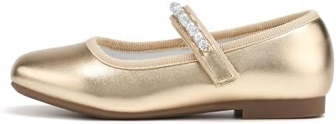 Stelle Girls Wedding Dress Shoes Ballet Flats Flower Party Mary Jane With Beaded Straps Toddler/Little/Big Kids