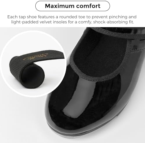 Stelle Tap Shoes For Girls Boys PU Leather Non-Slip Dance Shoes For Toddler/Little Kid/Big Kid