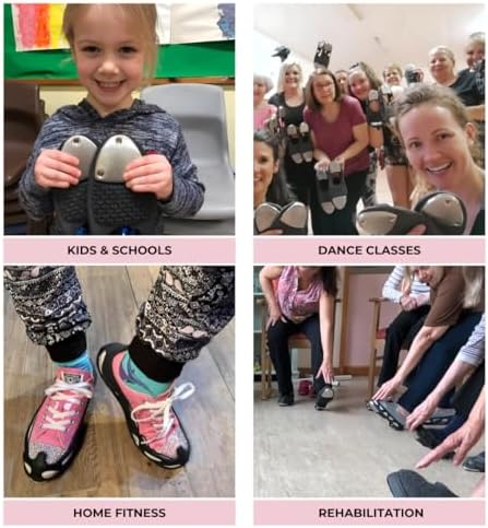 TAPfit Slip On Tap Shoes For Girls Women & Men Waterproof Stainless Steel Taps Authentic Tap Dance Sound & No-Slip Safety Grip & Stretchable Design Environmental Friendly Instant Tap Dance Shoes Unisex Tap Shoes