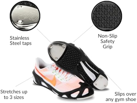 TAPfit Slip On Tap Shoes For Girls Women & Men Waterproof Stainless Steel Taps Authentic Tap Dance Sound & No-Slip Safety Grip & Stretchable Design Environmental Friendly Instant Tap Dance Shoes Unisex Tap Shoes