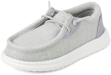 The Children's Place Baby Boys and Toddler Casual Slip On Shoes Grey Canvas Toddler 7