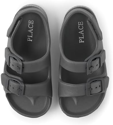 The Children's Place Baby Boys and Toddler Everyday Double Buckle Slide Sandals with Backstrap