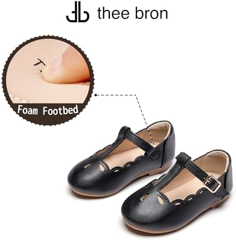THEE BRON Girl's T-Strap Flats Toddler/Little Kid Ballet Mary Jane Party Dress Shoes