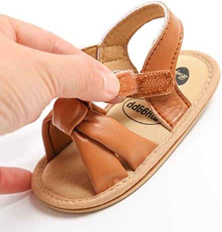 TIMATEGO Infant Baby Girls Sandals Non Slip Soft Sole T-Strap Flip Flops Toddler First Walker Crib Dress Shoes 3-18 Months