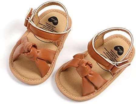 TIMATEGO Infant Baby Girls Sandals Non Slip Soft Sole T-Strap Flip Flops Toddler First Walker Crib Dress Shoes 3-18 Months
