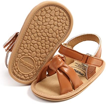 TIMATEGO Infant Baby Girls Sandals Non Slip Soft Sole T-Strap Flip Flops Toddler First Walker Crib Dress Shoes 3-18 Months