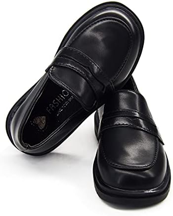 Timatego Toddler Boys Girls Oxford Shoes PU Leather Lace Up School Loafer Flats Baby Infant Uniform Dress Shoes(Toddler/Little Kid)