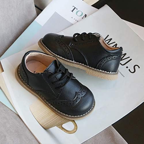 Toddler Boys Girls Dress Shoes Brown Black Leather Loafers Wedding Oxford Shoes Uniform School Flat Shoes