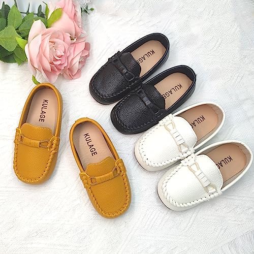 Toddler Boys Girls Leather Loafers Dress Shoes Little Kid Oxford Flats Casual Moccasins Slip-On School Uniform Walking Boat Shoes