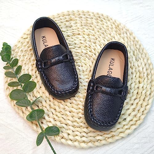 Toddler Boys Girls Leather Loafers Dress Shoes Little Kid Oxford Flats Casual Moccasins Slip-On School Uniform Walking Boat Shoes