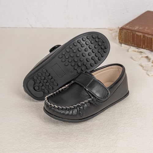 Toddler Boys Girls Leather Loafers Little Kids Soft Slip-On Dress Shoes Moccasins Flat Boat Shoes Casual Daily Walking Wedding Church School