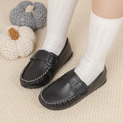 Toddler Boys Girls Leather Loafers Little Kids Soft Slip-On Dress Shoes Moccasins Flat Boat Shoes Casual Daily Walking Wedding Church School