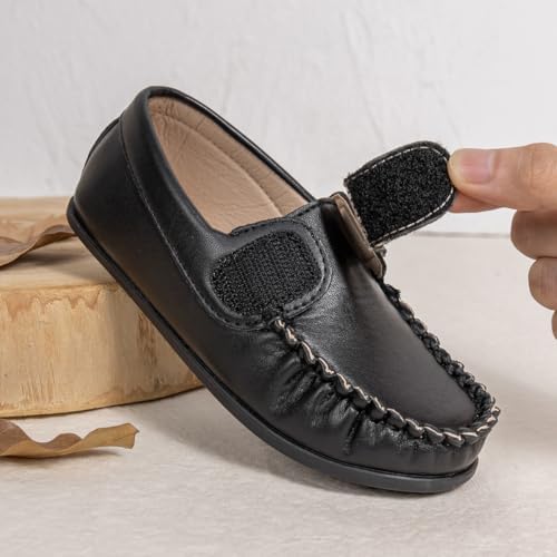 Toddler Boys Girls Leather Loafers Little Kids Soft Slip-On Dress Shoes Moccasins Flat Boat Shoes Casual Daily Walking Wedding Church School