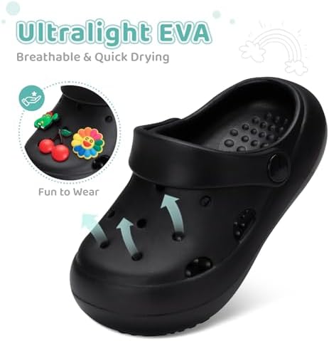 Toddler Classic Clogs Skin-Friendly Comfy Lightweight 丨Boys Girls Slip On Water Shoes