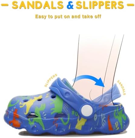 Toddler Clogs Boys Girls Kids Dinosaur Garden Shoes Slip On Sandals Slides Water Summer Shoes For Outdoor Beach Pool