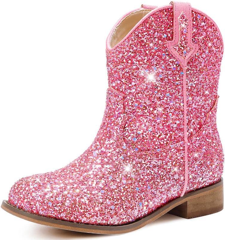 Toddler Cowgirl Boots Glitter Girls Cowboy Boots Ankle Toddler Boot Little Kid Western Horse Riding Shoes Party Birthday Dress Up
