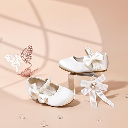 Toddler Flower Girl Glitter Dress Shoes Little Girl Ballet Flats Bow Wedding Party