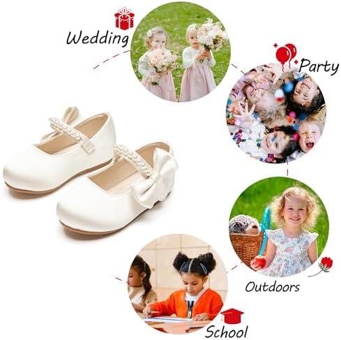 Toddler Flower Girl Glitter Dress Shoes Little Girl Ballet Flats Bow Wedding Party