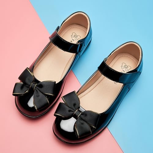 Toddler Girl’s Dress Shoes Comfort Bowtie Oxford School Uniform Shoes Loafer Flats (Little Kid/Little Kid) -Black