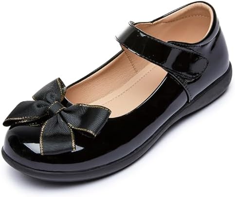 Toddler Girl’s Dress Shoes Comfort Bowtie Oxford School Uniform Shoes Loafer Flats (Little Kid/Little Kid) -Black