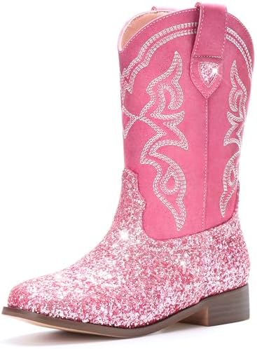 Toddler Girls Cowboy Boots - Cowgirl Western Boot for Kids Mid Calf Riding Shoes Little Kid/Big Kid