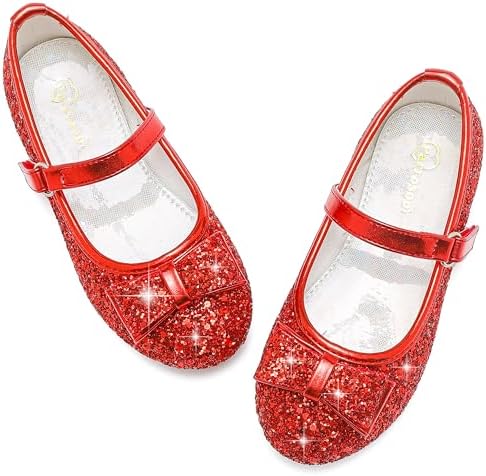 Toddler Girls Dress Shoes - Black Floral Mary Jane Flats For Girls - Water Resistant - All Seasons - Casual - Wedding Dance Daily Wear