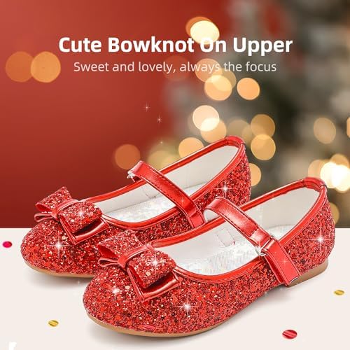 Toddler Girls Dress Shoes - Black Floral Mary Jane Flats For Girls - Water Resistant - All Seasons - Casual - Wedding Dance Daily Wear