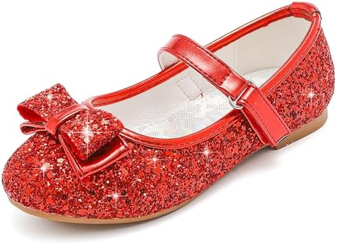 Toddler Girls Dress Shoes - Black Floral Mary Jane Flats for Girls - Water Resistant - All Seasons - Casual - Wedding Dance Daily Wear