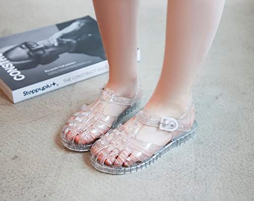 Toddler Girls Jelly Shoes Soft Unisex-Child Boys Jellies Sandals Rubber Sole Closed Toe Beach Summer Mary Jane Kids Princess Dress Flat