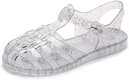 Toddler Girls Jelly Shoes Soft Unisex-Child Boys Jellies Sandals Rubber Sole Closed Toe Beach Summer Mary Jane Kids Princess Dress Flat