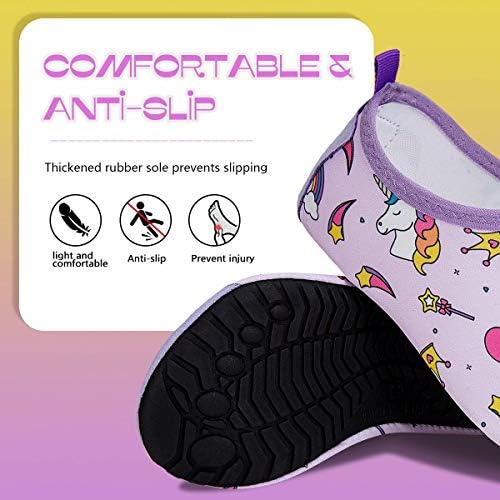 Toddler Kids-Water-Shoes Lightweight Non-Slip Aqua-Socks Swim-Shoes For Beach-Pool Walking For Boys Girls(BT-S Unicorn Pink 26/27)