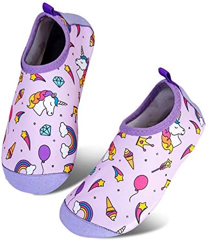 Toddler Kids-Water-Shoes Lightweight Non-Slip Aqua-Socks Swim-Shoes for Beach-Pool Walking for Boys Girls(BT-S Unicorn Pink 30/31)