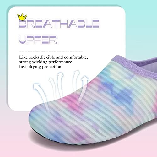 Toddler Kids-Water-Shoes Lightweight Non-Slip Aqua-Socks Swim-Shoes For Beach-Pool Walking For Boys Girls(BT-Tie-dye Pink Purple 32/33)