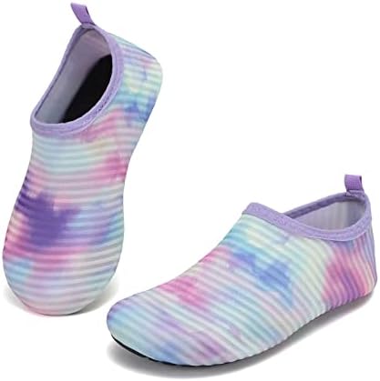 Toddler Kids-Water-Shoes Lightweight Non-Slip Aqua-Socks Swim-Shoes for Beach-Pool Walking for Boys Girls(BT-Tie-dye Pink Purple 32/33)