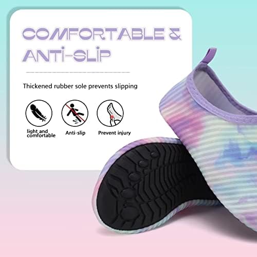 Toddler Kids-Water-Shoes Lightweight Non-Slip Aqua-Socks Swim-Shoes For Beach-Pool Walking For Boys Girls(BT-Tie-dye Pink Purple 28/29)