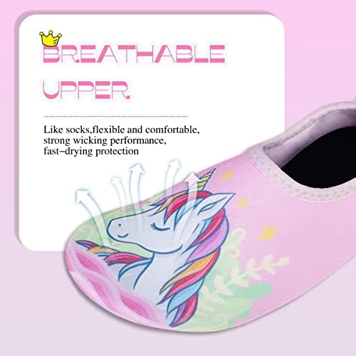 Toddler Kids-Water-Shoes Lightweight Non-Slip Aqua-Socks Swim-Shoes For Beach-Pool Walking For Boys Girls(Unicorn Horse/Pink 30/31)