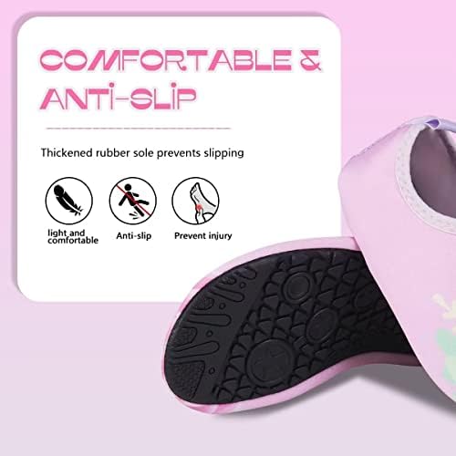 Toddler Kids-Water-Shoes Lightweight Non-Slip Aqua-Socks Swim-Shoes For Beach-Pool Walking For Boys Girls(Unicorn Horse/Pink 30/31)