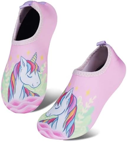 Toddler Kids-Water-Shoes Lightweight Non-Slip Aqua-Socks Swim-Shoes for Beach-Pool Walking for Boys Girls(Unicorn Horse/Pink 30/31)