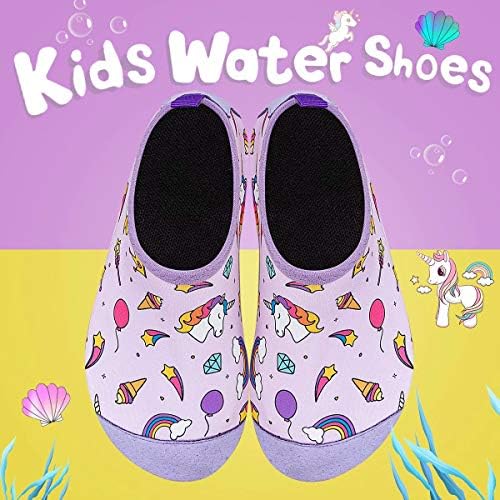 Toddler Kids-Water-Shoes Lightweight Non-Slip Aqua-Socks Swim-Shoes For Beach-Pool Walking For Boys Girls(BT-S Unicorn Pink 30/31)