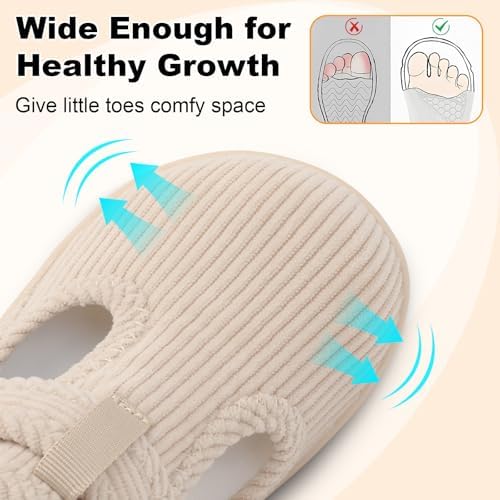 Toddler Slippers Girl Boy House Shoes Baby Moccasins Slippers Comfy Indoor Outdoor Barefoot Walking Shoes