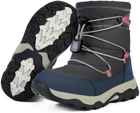 Toddler Snow Boots Boys Girls Winter Shoes Waterproof Slip Resistant Outdoor Warm Boots for Little Kids